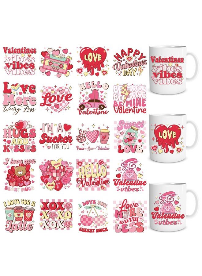 Shejdgart UV DTF Cup Wrap - 20 Sheets Valentines Day UV DTF Cup Wraps for 16 OZ Vintage Cherry Bear UVDTF Decals Waterproof Transfer Stickers for Glass Cups Tumblers DIY Crafts - Image 1
