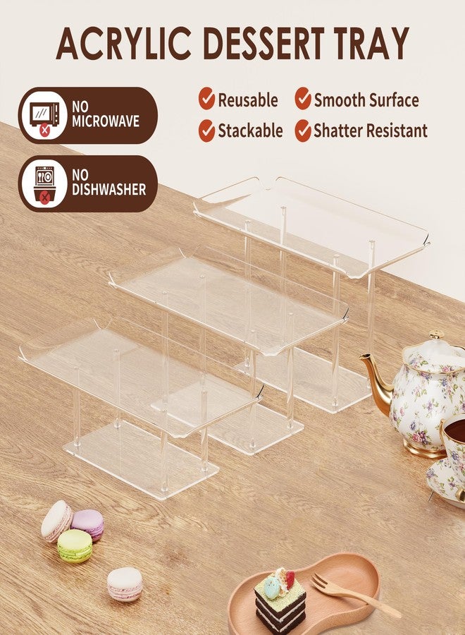 HeiMma 3 Pack Dessert Table Display Set, Clear Acrylic Desert Stands Buffet Risers for Cupcakes Dessert Pastry Food Treat Tier Cookie Dessert Platter Serving Trays Stand for Wedding Birthday Party - Image 3