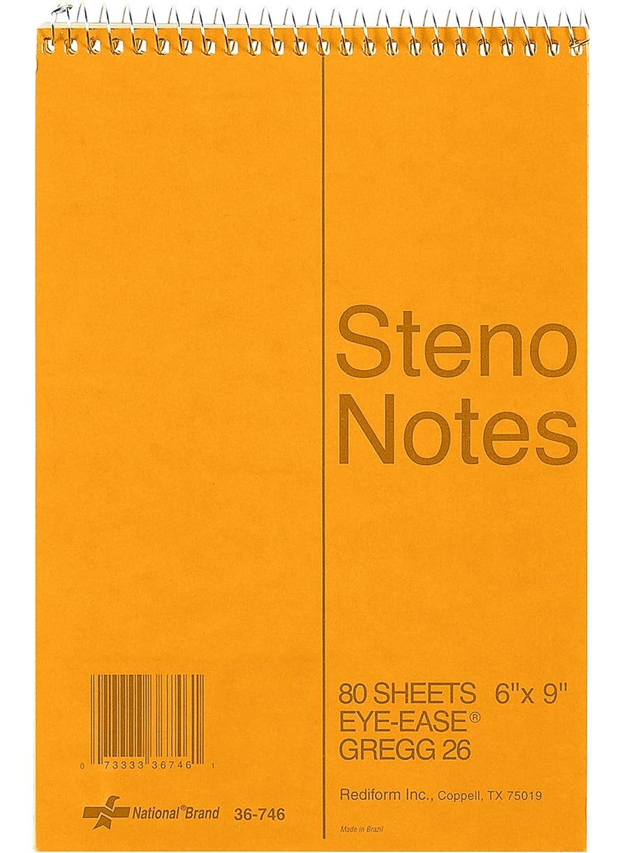 National National Brown Board Cover Steno Notebook Gregg Ruling Green EyeEase Paper 80 Sheets 6 x 925 x 6 inches Pack of 12 3674612  - Image 4