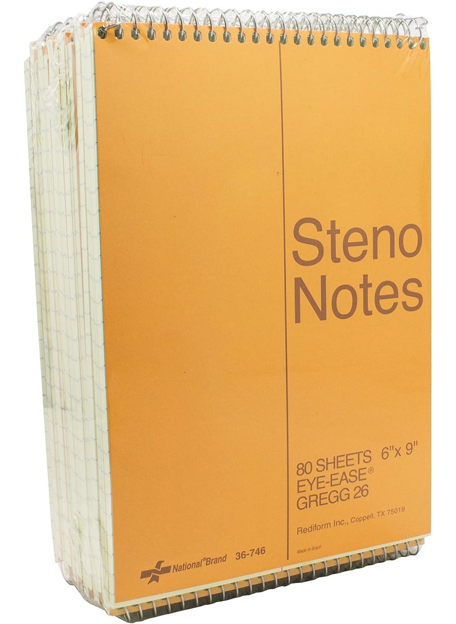 National National Brown Board Cover Steno Notebook Gregg Ruling Green EyeEase Paper 80 Sheets 6 x 925 x 6 inches Pack of 12 3674612  - Image 3