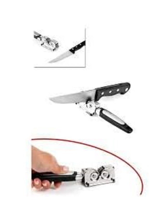 manual knives sharpener with plastic handle - black and silver  - Image 3