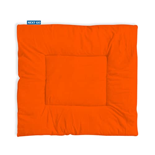 NEXTGO Floor Mat Puja Aasan 2Feet x 2Feet | Velvet Makhmal Fabric Microfiber Filling Floor Aasan for Dinner, Puja, Meditation, Garden, Yoga Mat for Home Office Ghar | Pack of 1 Bhagava Orange - Image 1