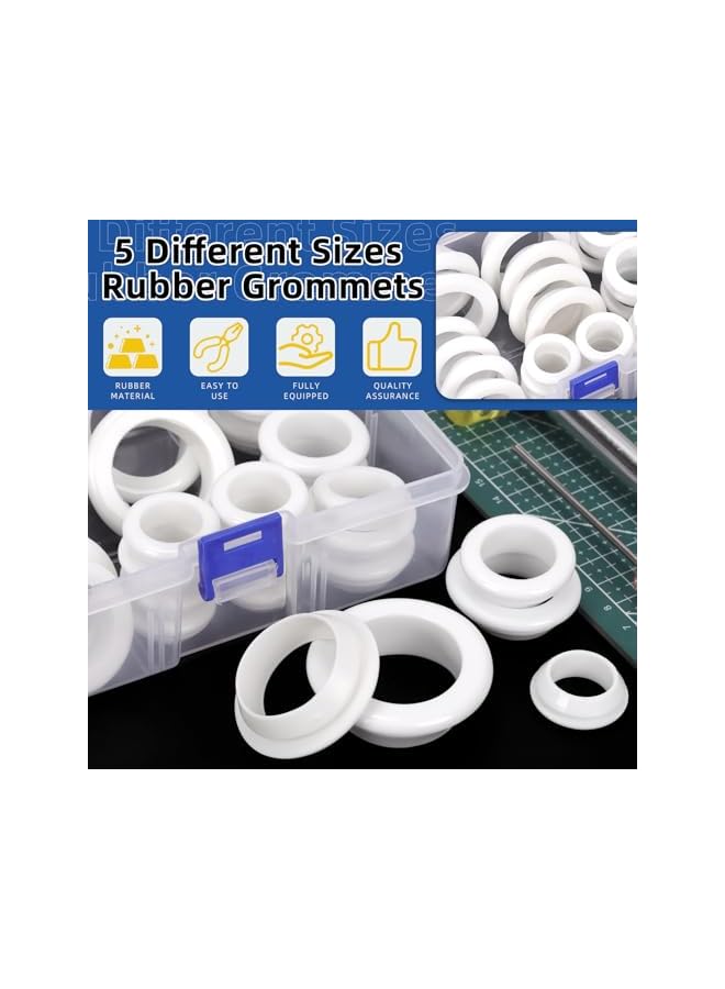 Glarks 29pcs 5 Sizes Round Hollow Rubber Grommet Set, White Drill Hole Double Sided Hollow Firewall Hole Plugs, Round Electrical Wiring Gasket for Wire, Tables, Pump, Plumbing - Image 3
