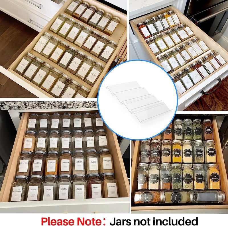 Matiko Spice Drawer Organizer, 4 Tier Slanted Clear Acrylic Expandable In Drawer Spice Organizer, Spice Rack for Kitchen Drawer Countertop (4 Pcs) - Image 2