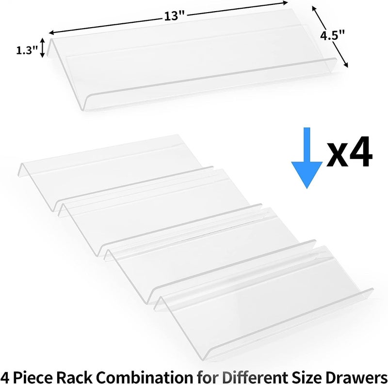 Matiko Spice Drawer Organizer, 4 Tier Slanted Clear Acrylic Expandable In Drawer Spice Organizer, Spice Rack for Kitchen Drawer Countertop (4 Pcs) - Image 4