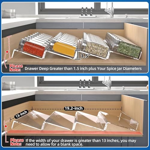Matiko Spice Drawer Organizer, 4 Tier Slanted Clear Acrylic Expandable In Drawer Spice Organizer, Spice Rack for Kitchen Drawer Countertop (4 Pcs) - Image 5