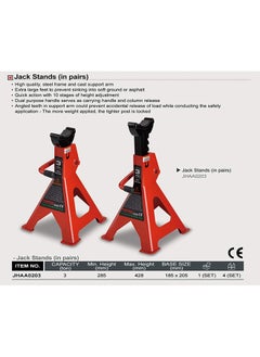 TOPTUL TOPTUL - Jack Stands in pairs - 3 TONs - JHAA0203  - Image 2