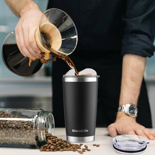 BlendLife Insulated Tumbler with Lid & Reusable Straw | 600ml Stainless Steel Double-Wall Vacuum Travel Mug | Keeps Drinks Hot or ICY Cold for Hours | Durable, Stylish Coffee & Beverage Mug | Black - Image 3