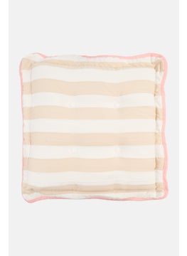 Muy Mucho Striped Seat Cushion 43 H x 43 L cm, White Combo  - Image 1