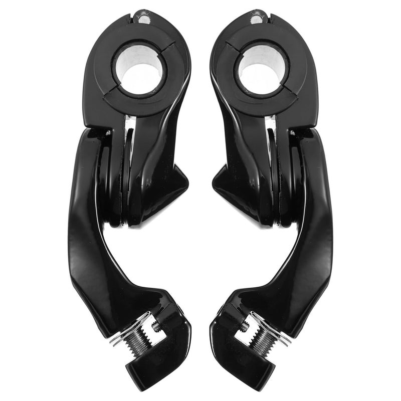 Black Short Motorcycle Footrest Bracket And Pegs Set 32mm Compatible With Harley - Image 2