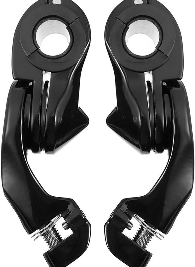 Black Short Motorcycle Footrest Bracket And Pegs Set 32mm Compatible With Harley - Image 1