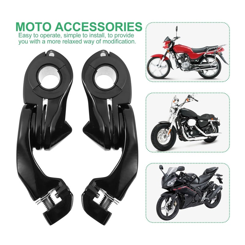 Black Short Motorcycle Footrest Bracket And Pegs Set 32mm Compatible With Harley - Image 4