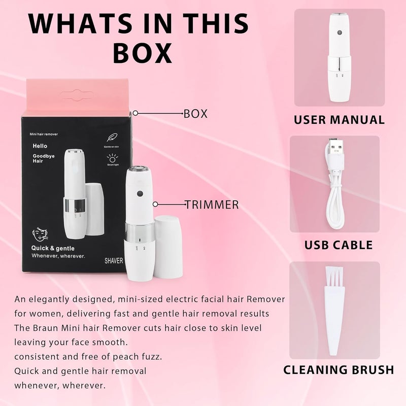 Hewan Facial Hair Remover Machine For Face, Chin, Cheek, Eyebrow, Upper Lip Hair Remover for Women, USB RECHARGEABLE Epilator Machine for Women (White) - Image 4