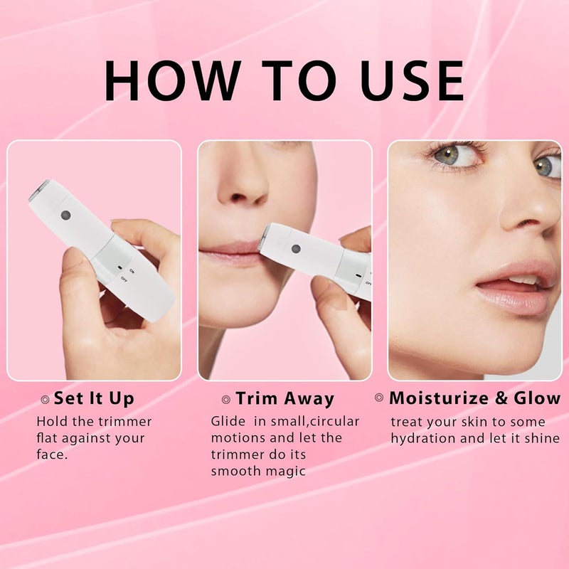 Hewan Facial Hair Remover Machine For Face, Chin, Cheek, Eyebrow, Upper Lip Hair Remover for Women, USB RECHARGEABLE Epilator Machine for Women (White) - Image 2