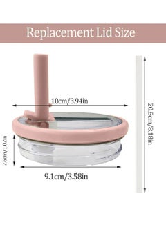 Oasisgalore 2-Pack 40 oz Straw Mug Flip Top Straw Replacement,Splash Proof Reversible Lid, Leak Proof Glass Lid (Pink)  - Image 3