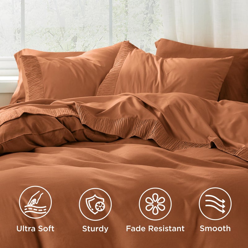 Bedsure Full Size Bed Sheets - 4 Pieces Soft Full Sheet Set - Breathable & Cooling - Hotel Luxury - Easy Care Polyester Microfiber Bedding for Women, Men, Terracotta - Image 3