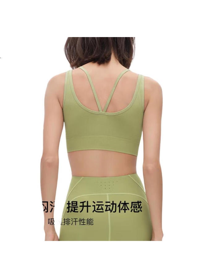 Ubras Seamless Double-Layer Medium Support Sports Tank Top Breathable High Elastic Moisture-Wicking Underwear Women'S Beige M - Image 1