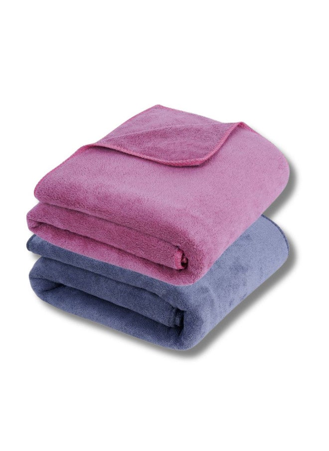 Fezora Magenta & Grey 2 Pieces Microfiber 400 GSM Bath Towels - Image 1