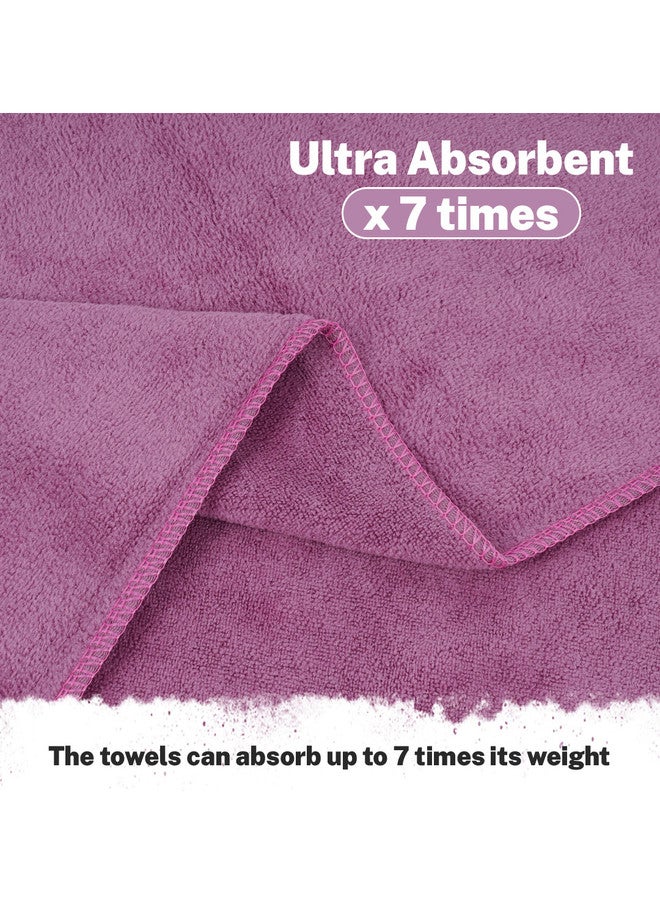 Fezora Magenta & Grey 2 Pieces Microfiber 400 GSM Bath Towels - Image 5