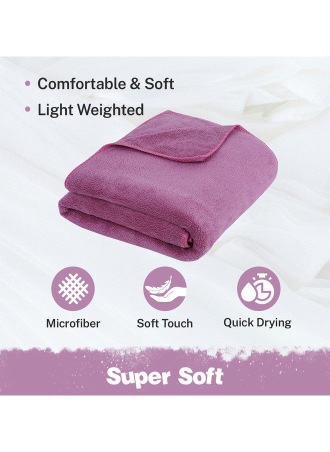 Fezora Magenta & Grey 2 Pieces Microfiber 400 GSM Bath Towels - Image 3