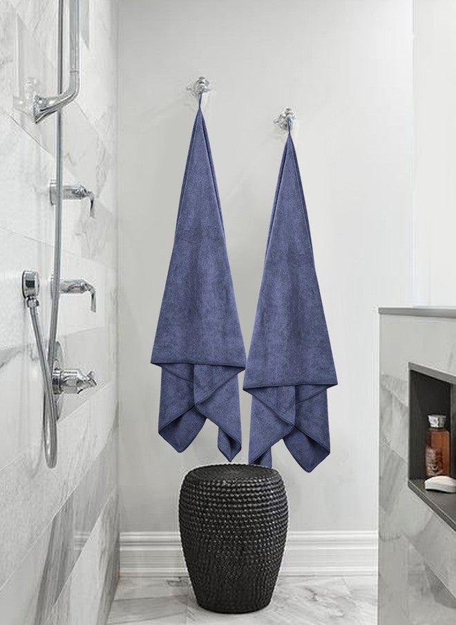 Fezora Magenta & Grey 2 Pieces Microfiber 400 GSM Bath Towels - Image 2