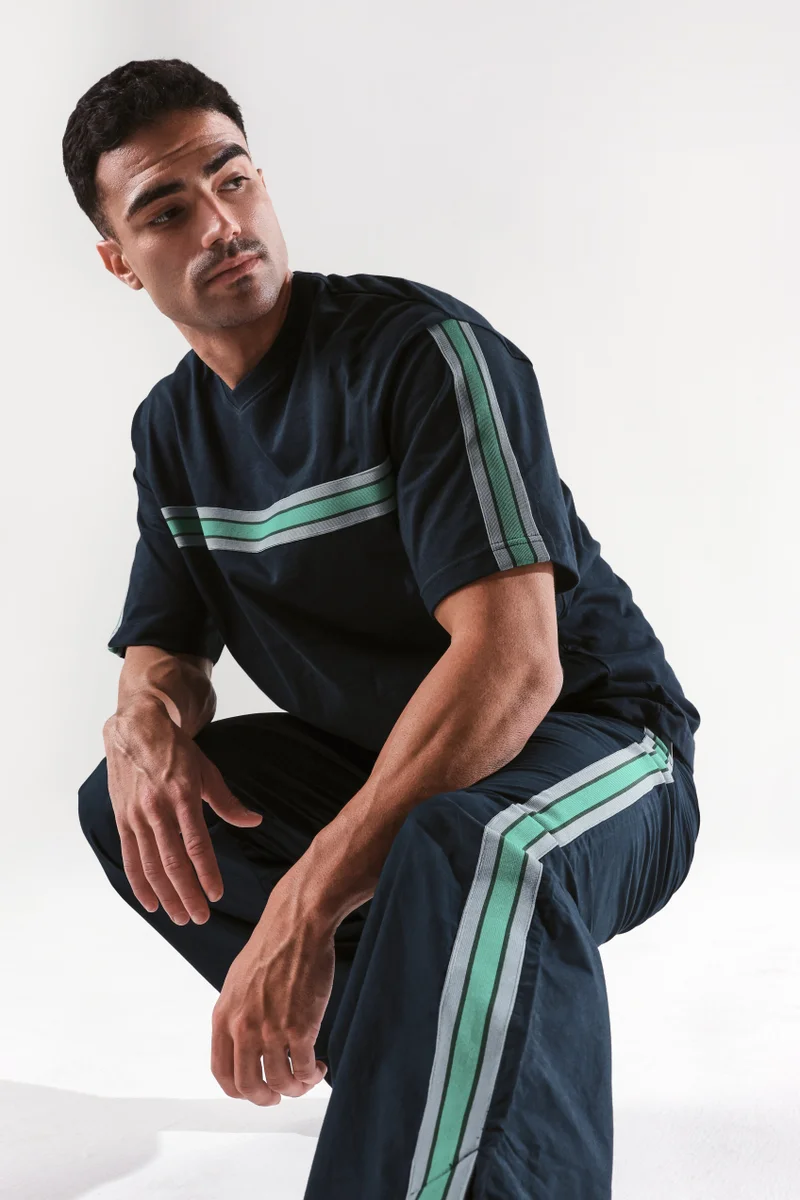 Rare Rabbit Men's Tape Detailed Boxy Fit T-Shirt