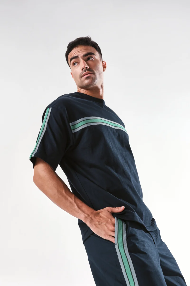 Rare Rabbit Men's Tape Detailed Boxy Fit T-Shirt