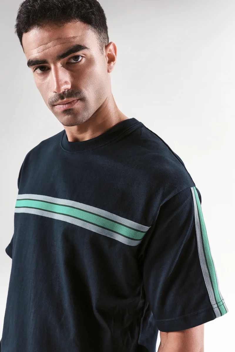 Rare Rabbit Men's Tape Detailed Boxy Fit T-Shirt