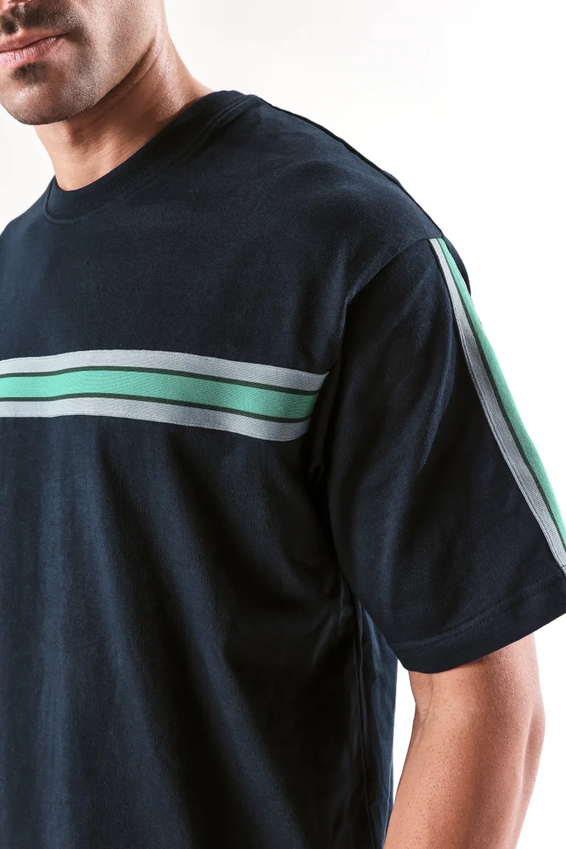 Rare Rabbit Men's Tape Detailed Boxy Fit T-Shirt