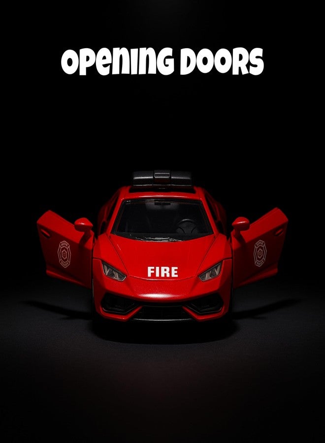 Speedyz Toy Fire Sedan Car 1:32 Scale Die-Cast Metal with Opening Doors and Pull Back Action Realistic Toy Car - Image 4