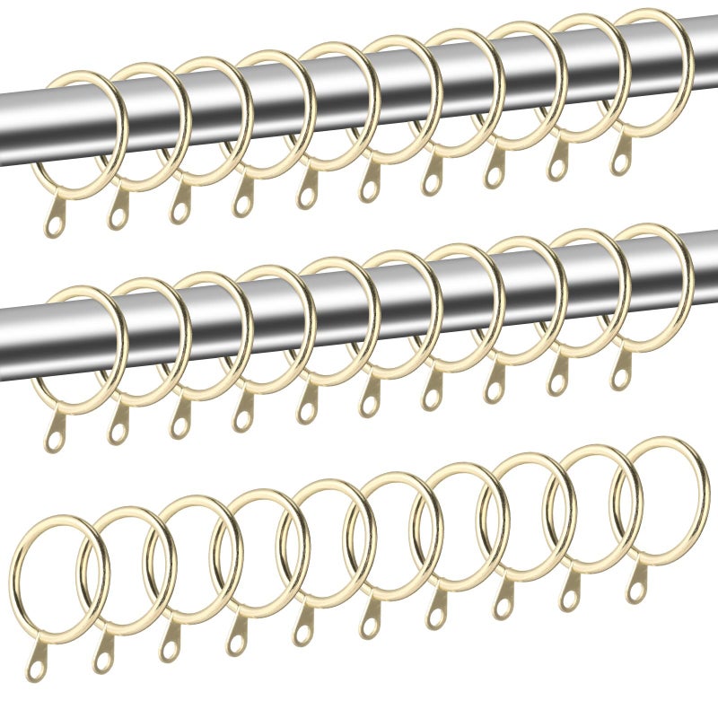 Shappy 40 Pack Metal Drapery Curtain Rod Rings with Eyelets Internal Diameter 118in Fits up to 079in Rod Hanging Drape Sliding Eyelet Gold Rings for Window Door Shower Bathroom