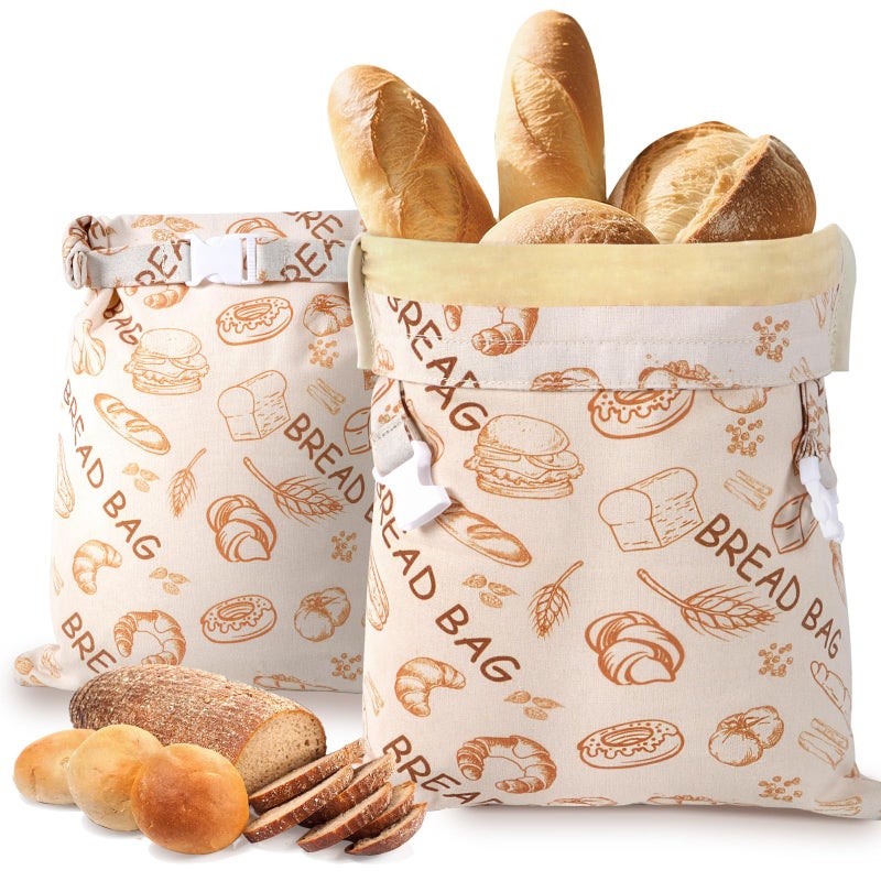 bomis Reusable Beeswax Bread Bags(2 Pack), Beeswax Bags for Sourdough/Homemade Bread, Natural Cotton Bees Wax Bag, Fresh and Refrigerable, New Upgrade Food Storage Bag, Large Capacity and Portable - Image 1