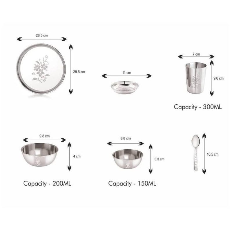 Neelam Neelam Stainless Steel 22 Gauge, 6 Pieces Mini Lazer Etching Dinner Set, Ideal Gifting Dinner Set, Ideal for Special Occasions Like Anniversary, Wedding, Housewarming Party, Dishwasher Safe - Image 3