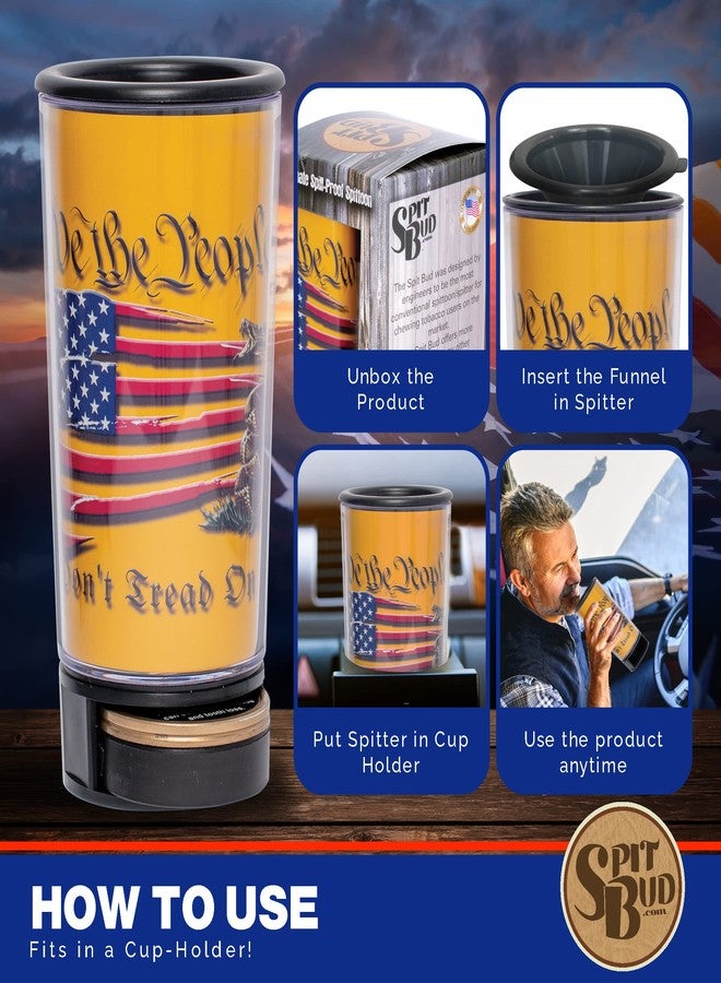 Spit Bud Don't Tread On Me #2 The Ultimate Spittoon for Chew - Portable Dip & Snuff Cup with Lid, Pop Tab, Spill-Proof Funnel, Can Cutter & Holder - Fit in Cup Holders - Holds 8oz - Made in USA - Image 4