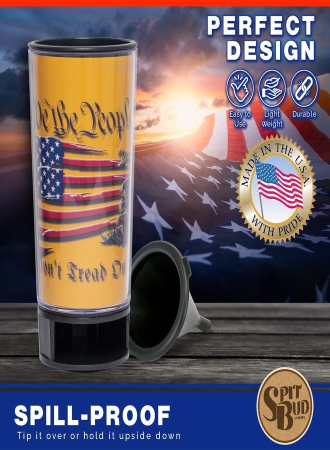 Spit Bud Don't Tread On Me #2 The Ultimate Spittoon for Chew - Portable Dip & Snuff Cup with Lid, Pop Tab, Spill-Proof Funnel, Can Cutter & Holder - Fit in Cup Holders - Holds 8oz - Made in USA - Image 5