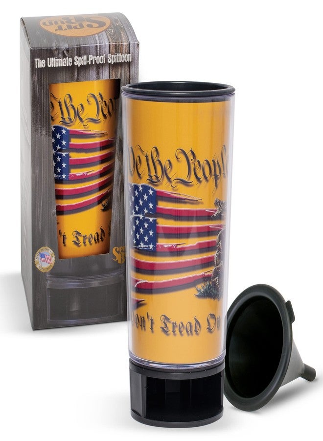 Spit Bud Don't Tread On Me #2 The Ultimate Spittoon for Chew - Portable Dip & Snuff Cup with Lid, Pop Tab, Spill-Proof Funnel, Can Cutter & Holder - Fit in Cup Holders - Holds 8oz - Made in USA - Image 1