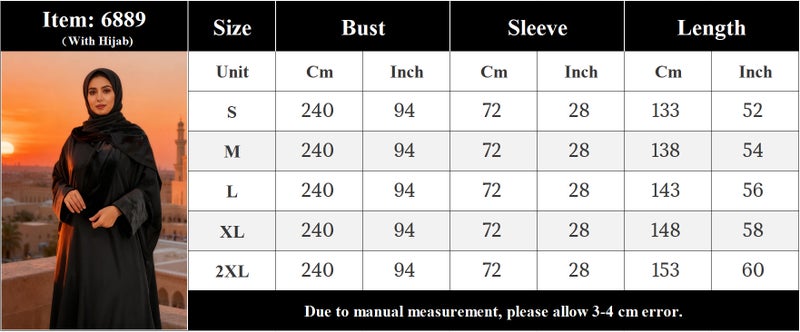 monica fashion Fashionable Loose Batwing Sleeve Muslim Abaya with Patchwork Casual Kaftan (with Headscarf) - Image 4