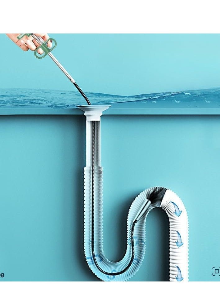 Generic - 1pc Flexible Sink Grabber Reacher Tool with 4 Claws Drain Unclogger Tool, Drain Clog Remover Tool for Sink, Tube Drain Cleaning Toilet with Grab Handle Pickup Unblocker Sewer Dredging Tool, 35.4inch - Image 1