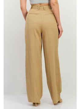 GANT Women Regular Fit Solid Palazzo Pant, Tan  - Image 3