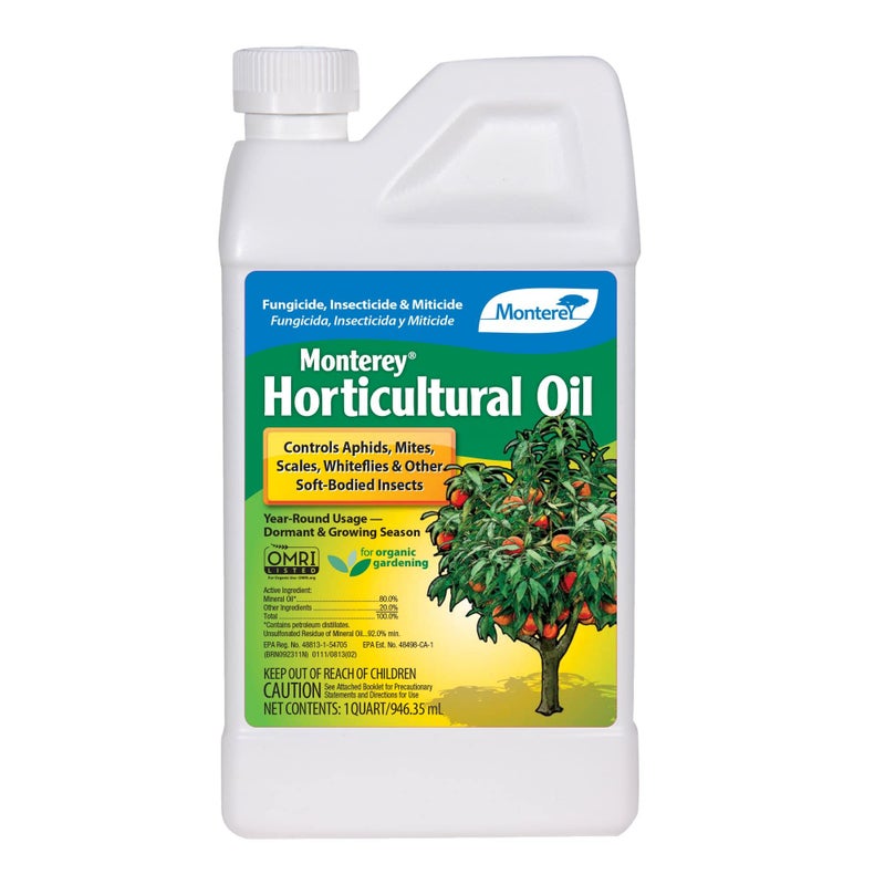 Monterey Horticultural Oil - Organic Gardening Fungicide, Insecticide, & Miticide - 1 Quart - Apply Using a Sprayer Following Mix Instructions - Image 1