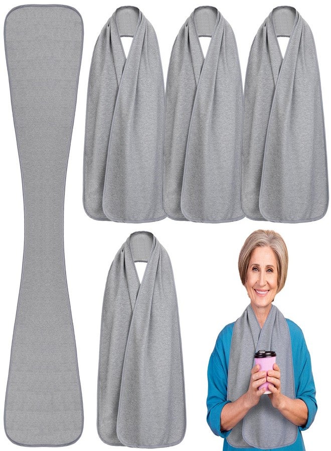Silicherry 6 Pcs Adult Bibs Scarf for Eating Dignity Dining Protectors Scarf Bibs for Elderly Senior Citizens Washable Bibs (Gray) - Image 1