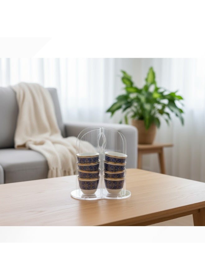 Bayti H.H. Traditional Middle Eastern Coffee Cup Stand Holder – 2-Sided Finjan Display Rack for Arabic Coffee Cups - Image 5