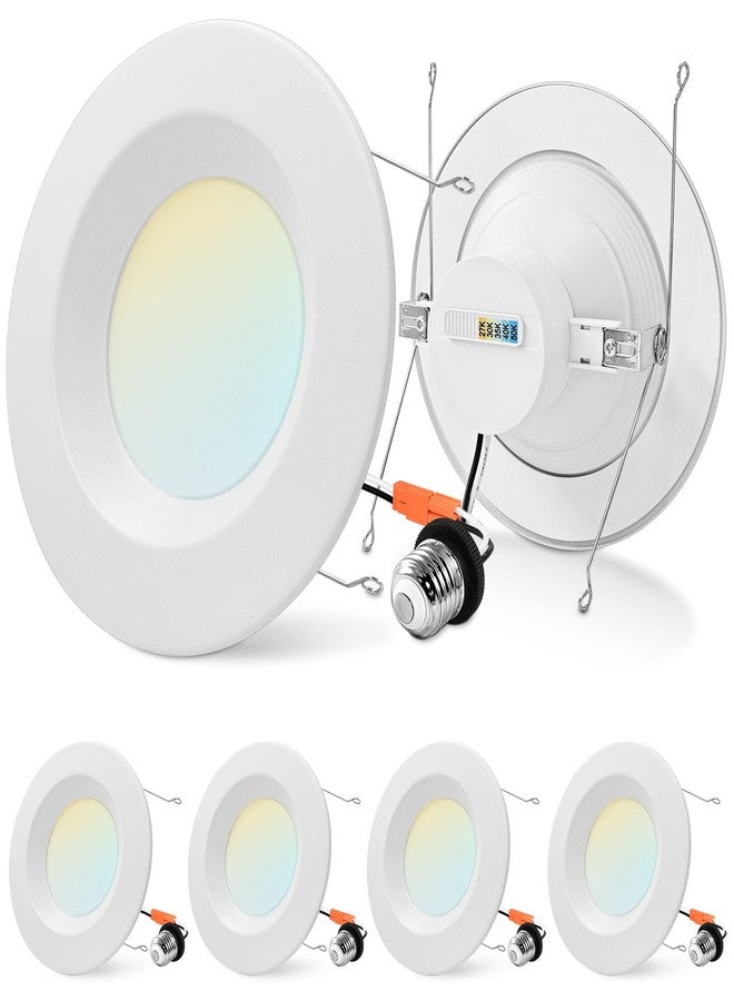 LUXRITE 5/6 Inch Retrofit LED Recessed Lighting, 17W=90W, 1500LM, 5CCT Color Selectable 2700K | 3000K | 3500K | 4000K | 5000K, Dimmable Can Light, CRI 90, Wet Rated, Energy Star, ETL (4 Pack) - Image 1