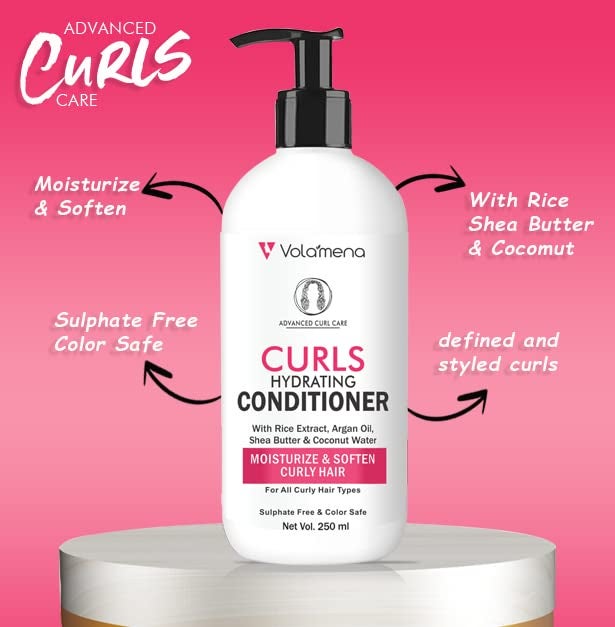 VOLAMENA WITH DEVICE Volamena Curly hair Hydrating Conditioner with Rice Extract Argan oil Coconut Water Shea Butter I nourishes your curls like a pro 250 ml - Image 3