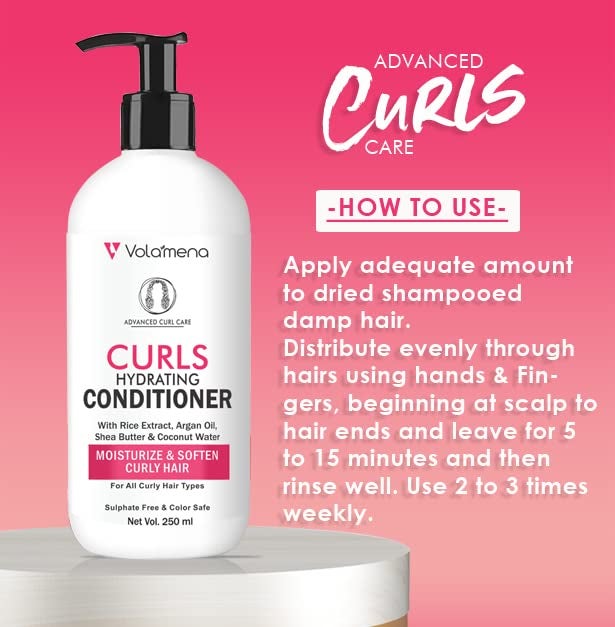VOLAMENA WITH DEVICE Volamena Curly hair Hydrating Conditioner with Rice Extract Argan oil Coconut Water Shea Butter I nourishes your curls like a pro 250 ml - Image 4