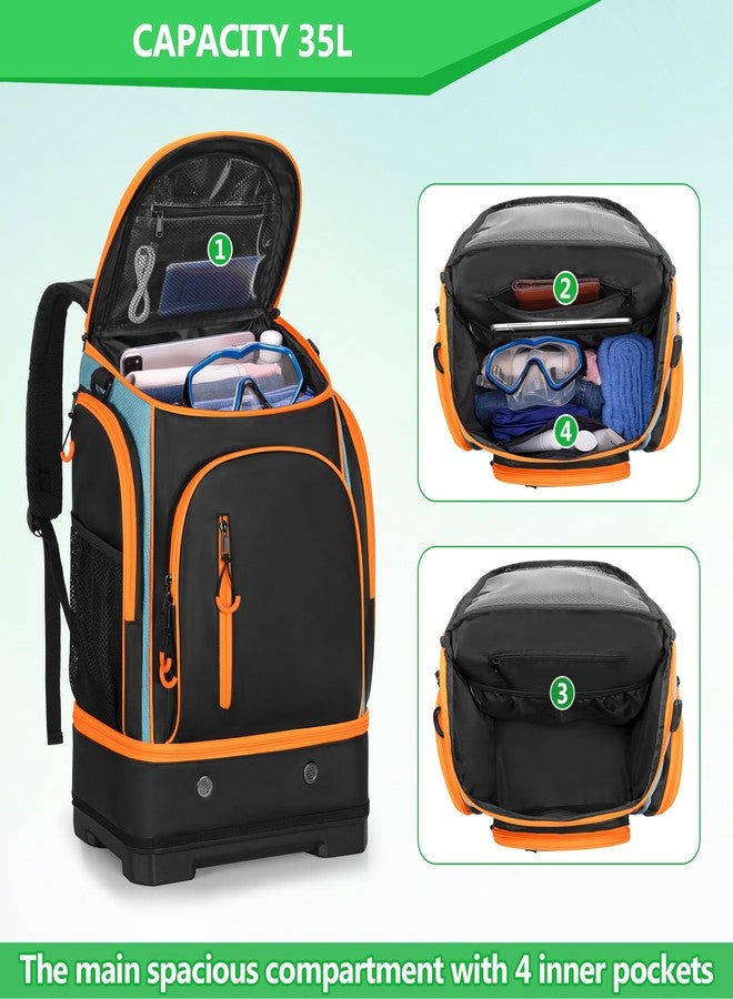 Smasrob 35L Swim Bag with Hard Shoe Compartment and 2 Insulated Sections, Swim Backpack for Swimmers with Multiple Pockets - Image 4