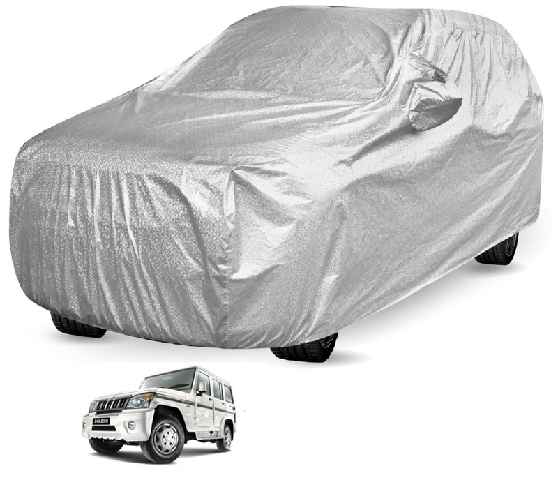 Auto Hub Waterproof Car Cover Compatible with Mahindra Bolero with Mirror Pockets, Soft Cotton Lining, Bolero Car Cover Waterproof, Metallic Silver - Image 5