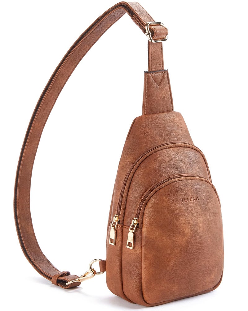 Telena Crossbody Bags for Women Leather Sling Bag for Woman Travel Brown - Image 1