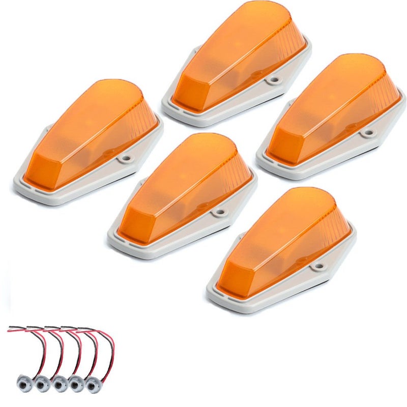 5 X Cab Marker Light Amber Cover with Base Cab Roof Running Lights Top Clearance Marker Lights Assembly for 19731997 Ford F150 F250 F350 F Series Pickup Super Duty Trucks without Bulbs