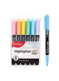 Monami Highlighters, Chisel Tip (1~4Mm) Highlighter, 6 Assorted Fade-Resistant Ink Highlighter Pen, Built-In Clip Pastel Ink Highlighter Sticks, School, Office, Back To School Supplies  - Image 1